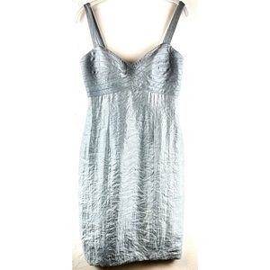 Adrianna Papell Dress Size 6 Silver Metallic Lining Herve Leger Style